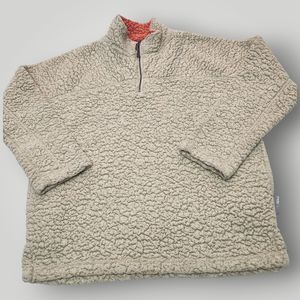 Live Oak Brand Teddy Pullover Women’s M 1/4 Zip Sherpa Fleece Side Pockets Tan